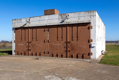 Military store building with two secure compartments, former USAF Bentwaters, Suffolk, England, UK