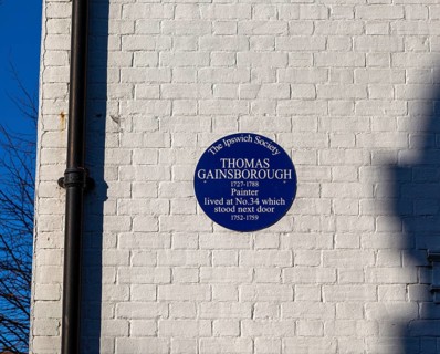 The Ipswich Society blue plaque for Thomas Gainsborough 1727-1788, Foundation Street, Ipswich,