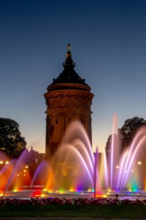 Mannheim water tower in the evening