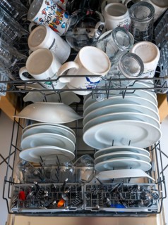 Dishwasher, full of clean crockery