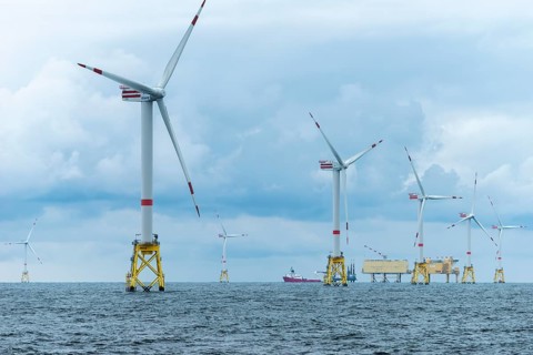 Offshore wind farm Nordsee Ost, operator RWE, north of Helgoland, German economic zone, wind