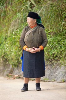 Vietnamese woman, 69 years old, from the Hmong minority in everyday clothes, Bac Sum village, Ha