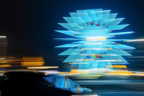 Augustus Market in Dresden. Ferris wheel with road traffic, Dresden, Saxony, Germany, Europe