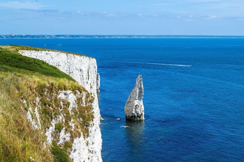 White Cliffs of Old Harry Rocks Jurassic Coast, Dorset Coast, Poole, England, United Kingdom,