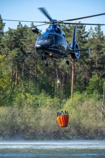 Forest fire in the German-Dutch border region near Niederkrüchten-Elmpt, in a nature reserve,