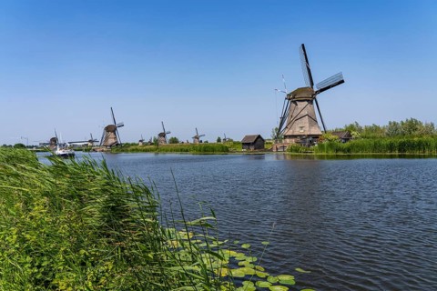 Kinderdijk, 18 windmills designed to pump water from the polders to utilise the land, one of the