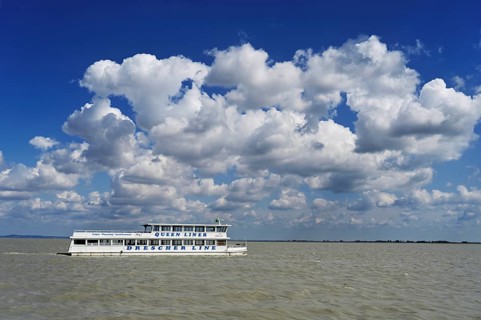 Bicycle ferry on Lake Neusiedl, Illmitz, Seewinkel National Park, Burgenland, Austria, Europe