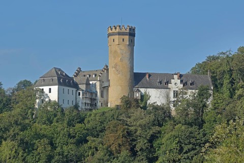Castle built 12th century, Dehrn, Lahntal, Runkel, Westerwald, Taunus, Hesse, Germany, Europe
