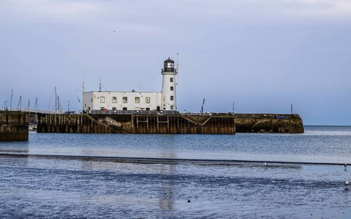 Scarborough Lighthouse and Harbour, Vincent Pier, Scarborough, North Yorkshire, England, United