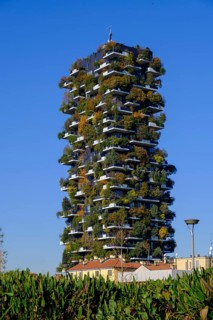 Bosco Verticale, twin tower, green tower block with trees and shrubs, high-rise buildings,