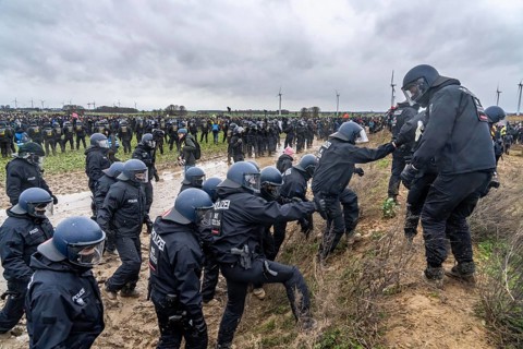 Violent clashes between thousands of demonstrators and the police, after a demonstration against