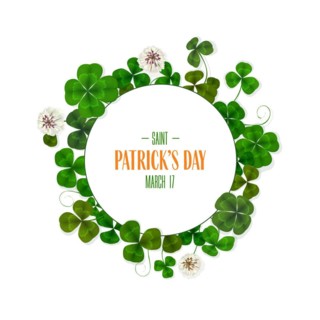 St Patrick's Day round text card. Editable copy space shamrock vector illustration. Green clover
