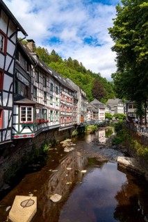 The town of Monschau, in the Eifel, on the river Rur, North Rhine-Westphalia, Germany, Europe