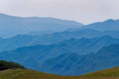 Mountain landscape in the Umbrian-Marche Apennines around Monte Vettore and the Monti Sibillini