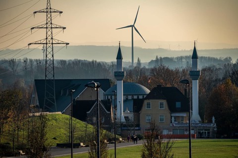 The herringen yeni ulu mosque, at Lippepark, Schacht Franz, Hamm, North Rhine-Westphalia, Germany,