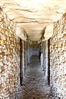 Modern-day neolithic style long Barrow burial chamber for storing cremation urns All Cannings, near