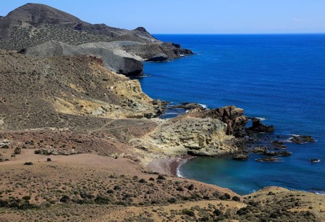 Coastal landscape Cabo de Gata natural park, Monsul, near San José, Almeria, Spain, Europe