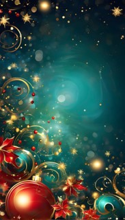 Abstract wallpaper illustration of Christmas symbols for gift cards, swirling shapes and lines, in