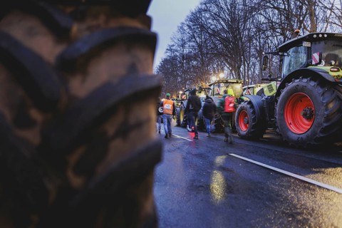 Road blockades in the centre of Berlin, taken as part of the farmers' protests in Berlin, 15.01