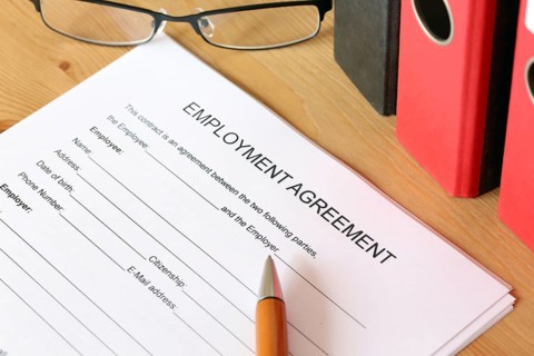 Blank form of an employment contract in English