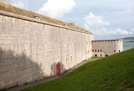 External walls of Nothe Fort built in 1872 Weymouth, Dorset, England, United Kingdom, Europe