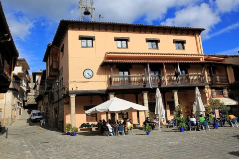 Traditional architecture town hall Ayuntamiento, Garganta la Olla, La Vera, Extremadura, Spain,
