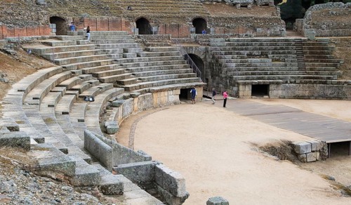 Gladiatorial arena of Circa Romano hippodrome, Merida, Extremadura, Spain, Europe