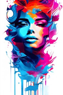 AI generated abstract portrait in vector art foundation watercolor textures with overlapping