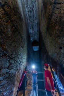 Wheel room of the Unverhofft Segen Gottes Erbstolln in Oberschöna, where there is a 13 metre high