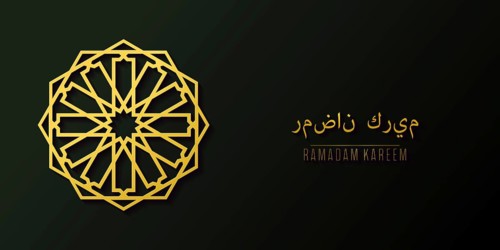 Golden islamic pattern geometric symbol. Ramadan kareem oriental style vector template