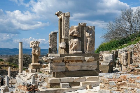 Ruins of the Hydreion Fountain, Ephesus, ancient archaeological site, Izmir Province, Turkey, Asia