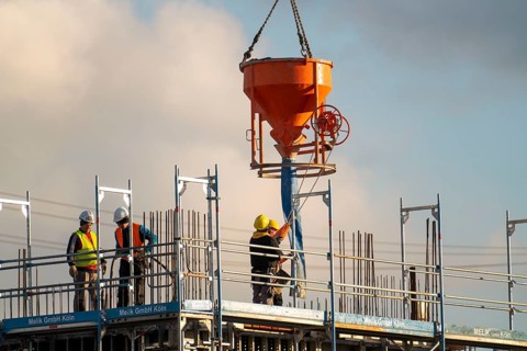 Construction site, new building, concreting work on a floor, Duisburg, North Rhine-Westphalia,