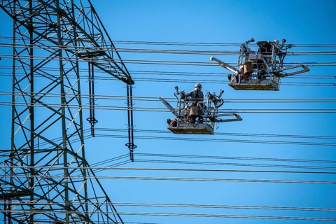Construction of a new line route, 380 KV extra-high-voltage line between Osterath and Gohr, near