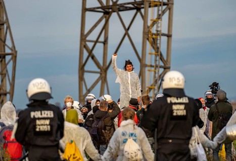 Protest action against the demolition of the village of Lützerath in the Rhenish lignite mining