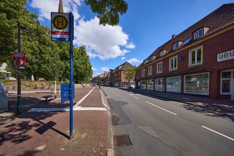 Bus stop Marktstr. on Borkener Strasse in Dülmen, Münsterland, Coesfeld district, North