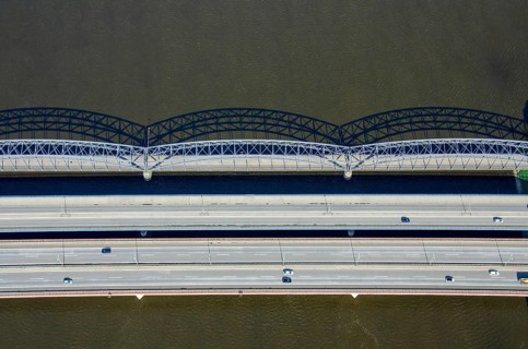 Aerial view of the Europabrücke, Alte Harburger Elbbrücke, bridge, traffic, traffic route, road,