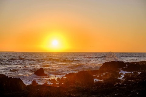 Sunset at Bloubergstrand near Cape Town, Cape Town, Western Cape, South Africa, Africa