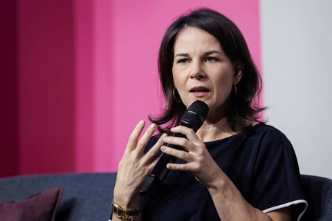 Annalena Bärbock (Alliance 90/The Greens), Federal Foreign Minister, recorded as part of a dialogue
