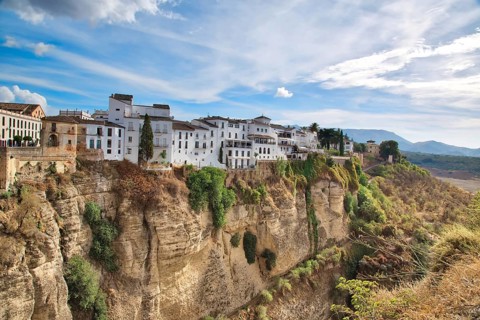 Famous Puente Nuevo Bridge's Arch in Ronda historic city center