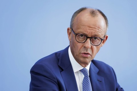 Friedrich Merz, CDU party chairman, at the Federal Press Conference on the consequences of Solingen
