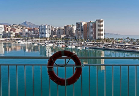 Apartment blocks and yachts in marina of Muelle Uno port development, city of Malaga, Spain, Europe