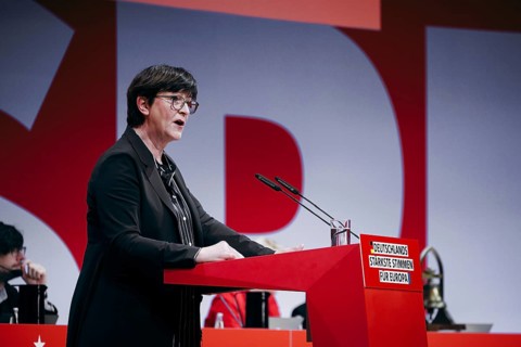 Saskia Esken, Federal Chairwoman of the SPD, recorded at the European Delegates' Conference of the
