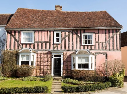 Historic half-timbered building house called Cordwainers, Lavenham, Suffolk, England, UK