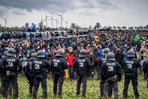 Violent clashes between thousands of demonstrators and the police, after a demonstration against