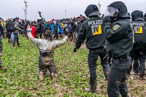 Violent clashes between thousands of demonstrators and the police, after a demonstration against