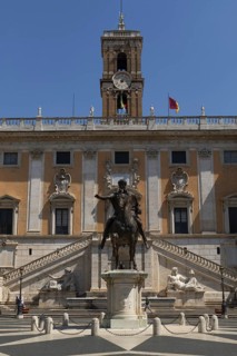 Senatorial Palace, Palazzo Senatorio with the equestrian statue of Marcus Aurelius, on the Capitol,