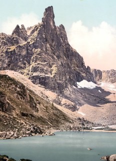 Mont Surlon, and Sorapiss, a mountain group in the Italian Dolomites southeast of Cortina