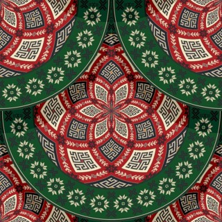 Seamless Latvian embroidery circular pattern, vector template for your design