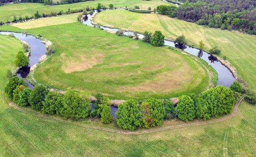 Aerial photo, natural course of the Spree, Mönchwinkel, 16 05 2023