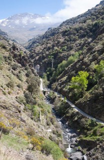 HEP electricity generation River Rio Poqueira gorge valley, High Alpujarras, Sierra Nevada, Granada